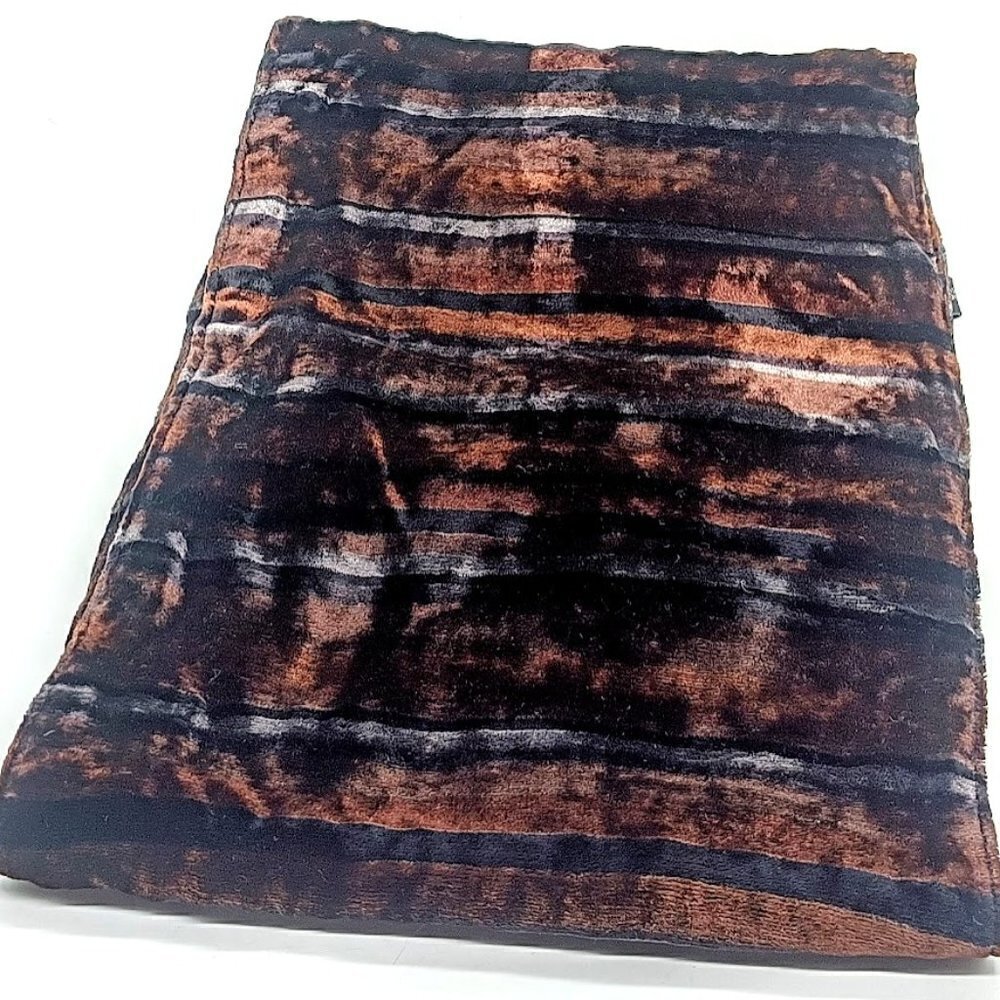 Kenneth Cole Brown Black Grey Velvet Stripe Oblong Scarf